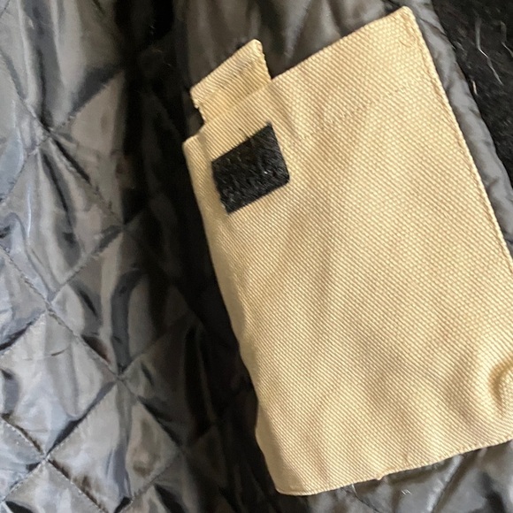 Duluth Trading Co Black Wool and Tan Canvas Workwear Sleeves Varsity Jacket - Picture 6 of 8